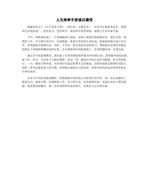 人生效率手册读后感受