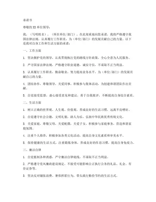 承诺书_范文