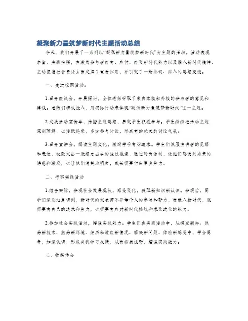 凝聚新力量筑梦新时代主题活动总结