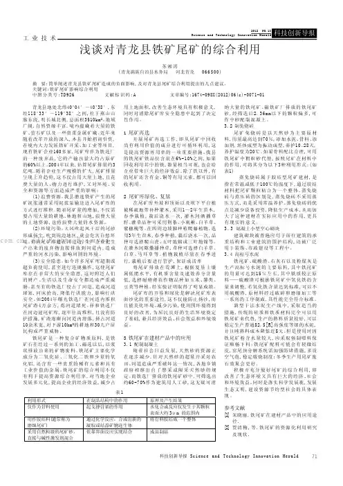 浅谈对青龙县铁矿尾矿的综合利用