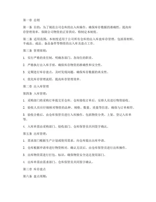 仓库出入库盘库存管理制度