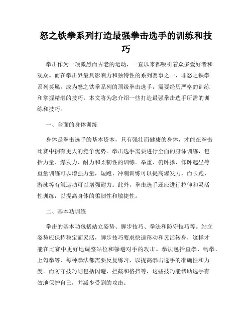 怒之铁拳系列打造最强拳击选手的训练和技巧
