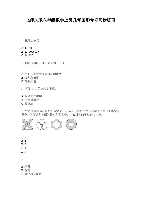 北师大版六年级数学上册几何图形专项同步练习