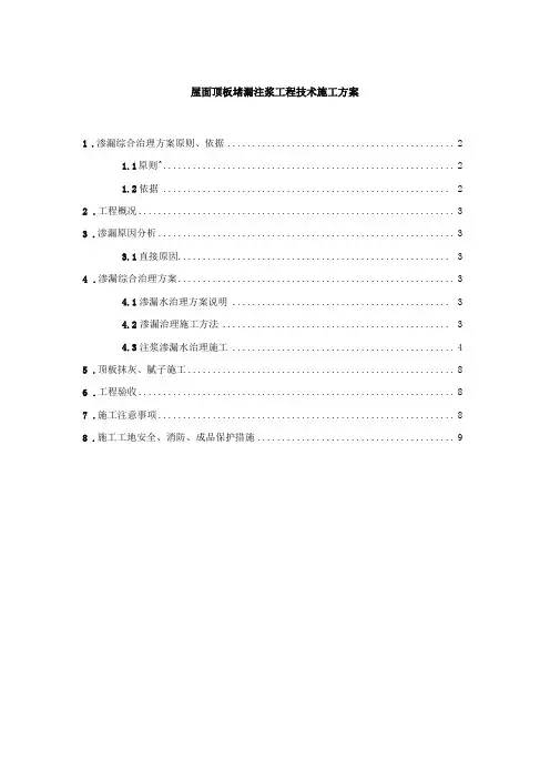 屋面顶板堵漏注浆工程技术施工方案1