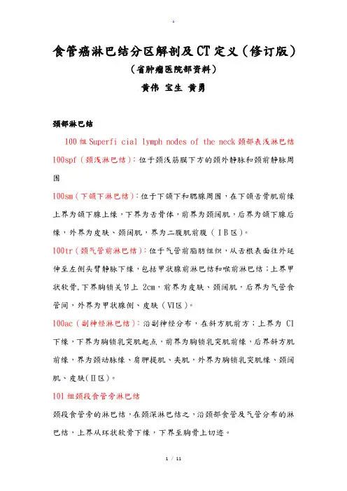 食管癌淋巴结解剖及CT定义