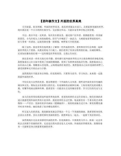 【四年级作文】外面的世界真美