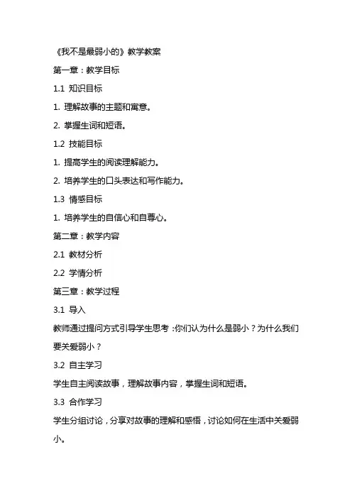 《我不是最弱小的》教学教案