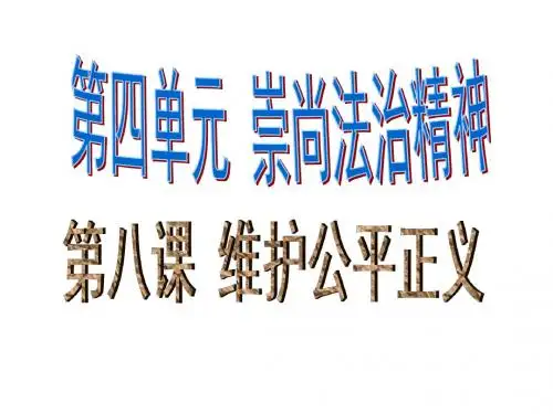 人教版道德与法治八年级下册 8.2 公平正义的守护 课件 (共19张PPT)