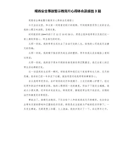 观看安全事故警示教育片心得体会及感悟3篇