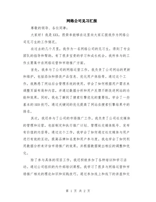 网络公司见习汇报