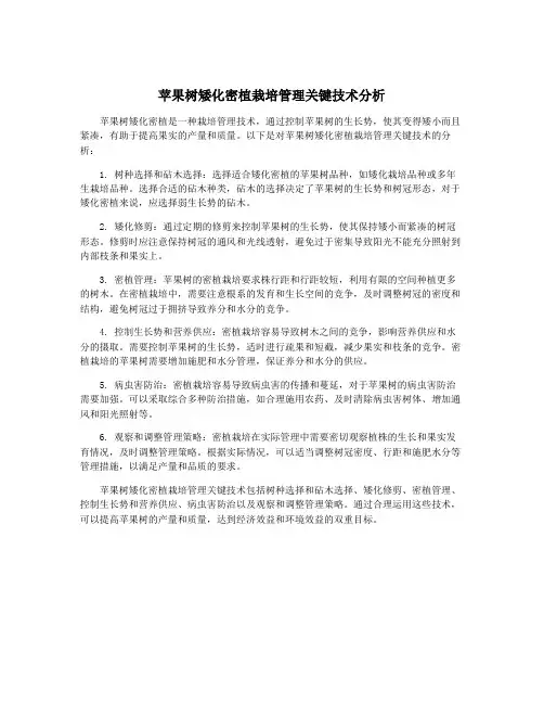 苹果树矮化密植栽培管理关键技术分析