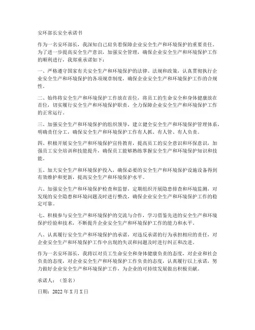 安环部长安全承诺书