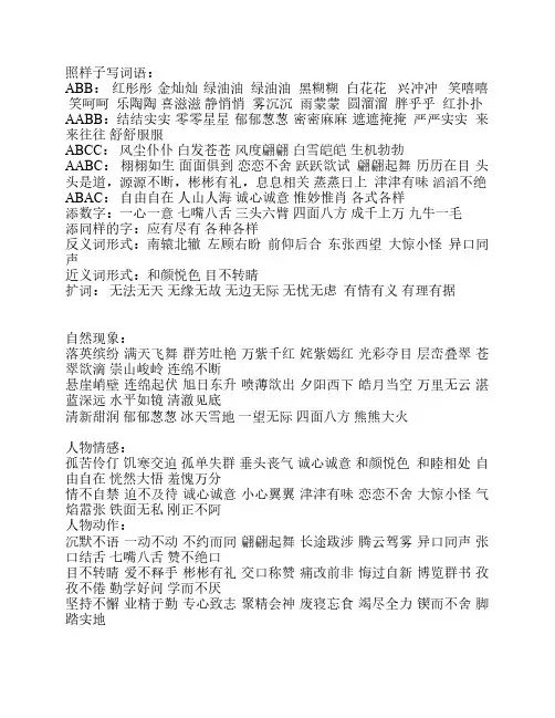 小学生照样子写词语
