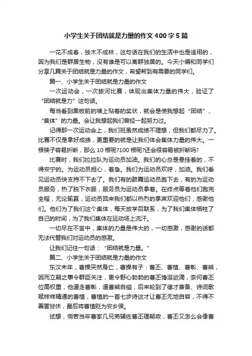 小学生关于团结就是力量的作文400字5篇