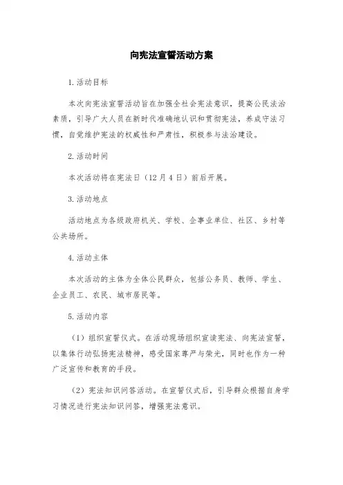 向宪法宣誓活动方案