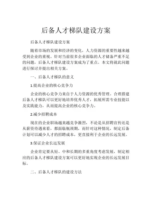 后备人才梯队建设方案