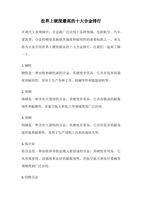 世界上硬度最高的十大合金排行