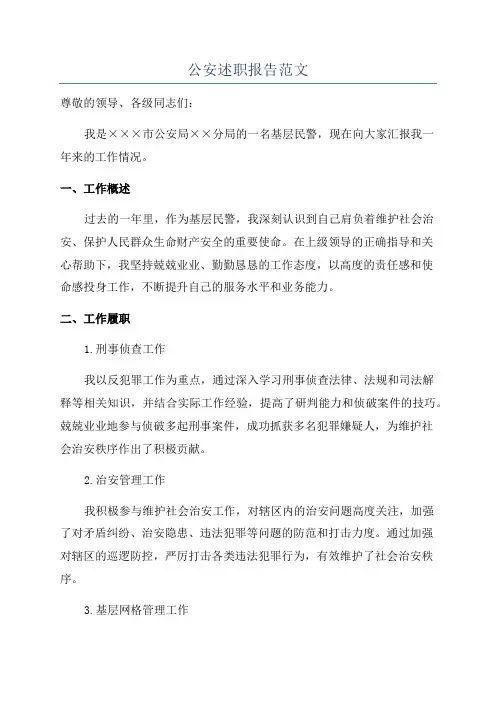 公安述职报告范文