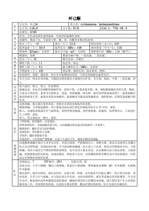 环己酮(危化品安全技术说明书)