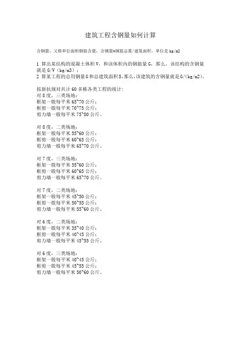 建筑工程含钢量如何计算