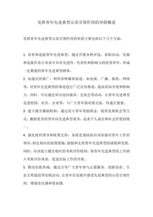 发挥青年先进典型示范引领作用的举措