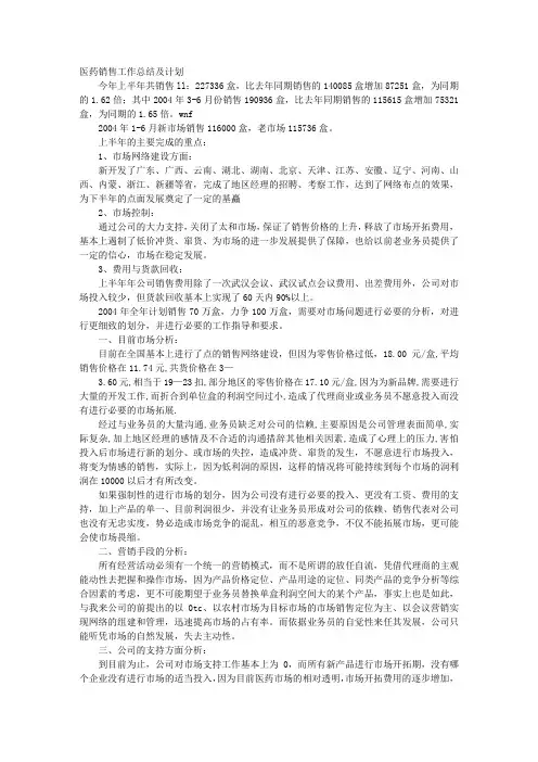 医药销售工作计划PPT