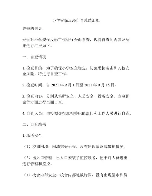 小学安保反恐自查总结汇报