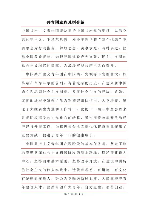 2019年共青团章程总则介绍