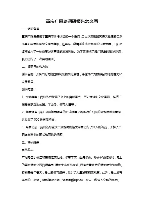 重庆广阳岛调研报告怎么写