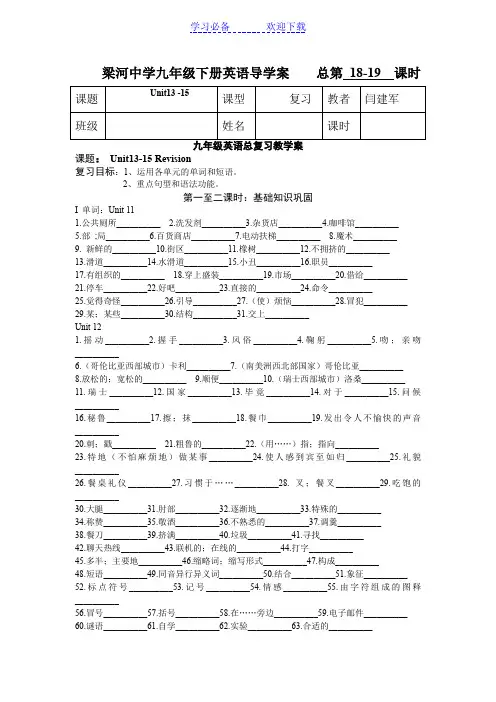 九年级英语总复习教学案
