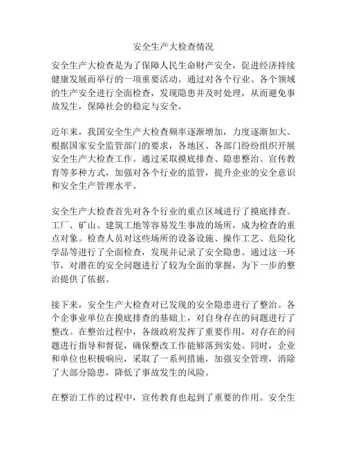 安全生产大检查情况