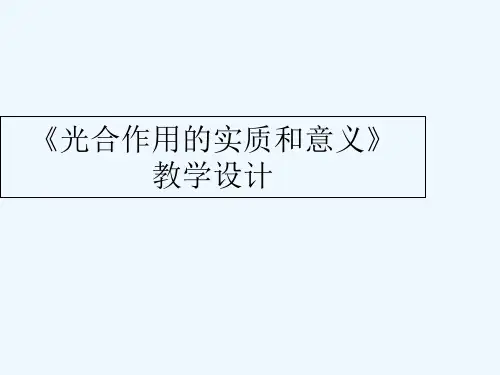 光合作用的实质和意义-PPT