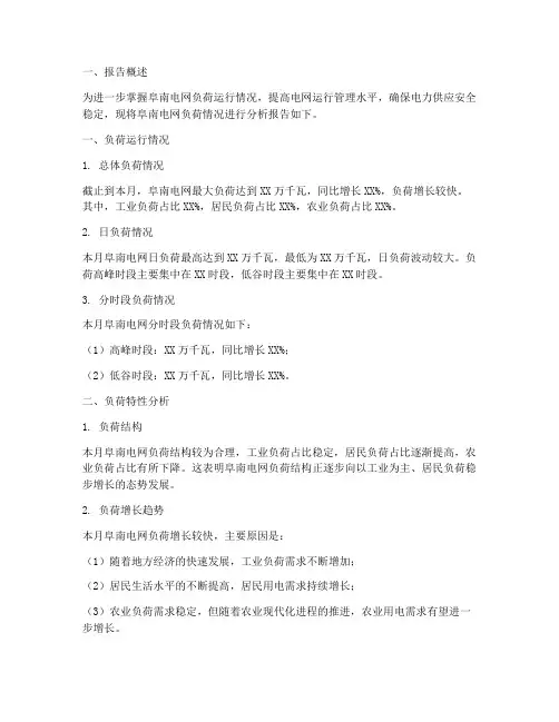 阜南电网负荷情况报告