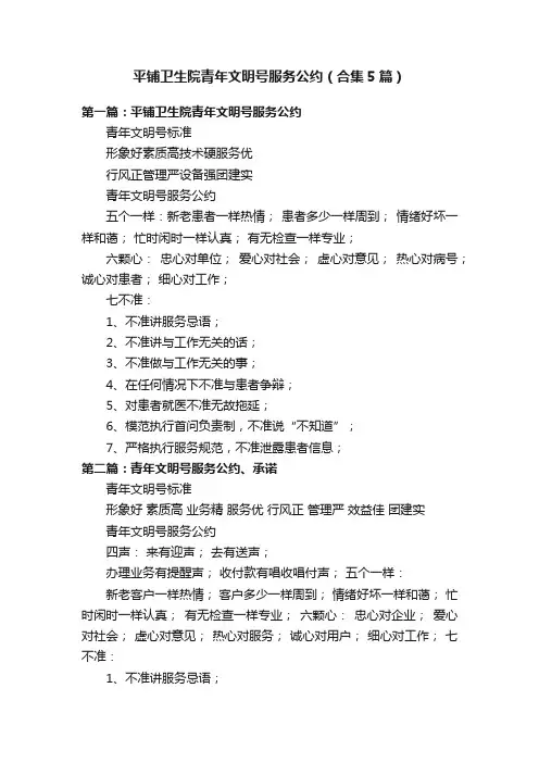 平铺卫生院青年文明号服务公约（合集5篇）