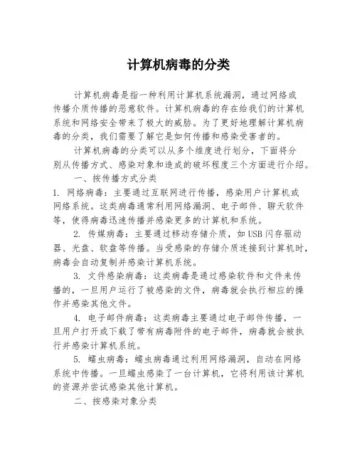 计算机病毒的分类