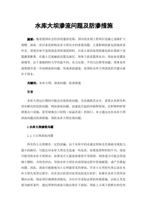 水库大坝渗流问题及防渗措施