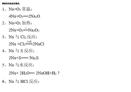 钠铝铁的有关反应方程式