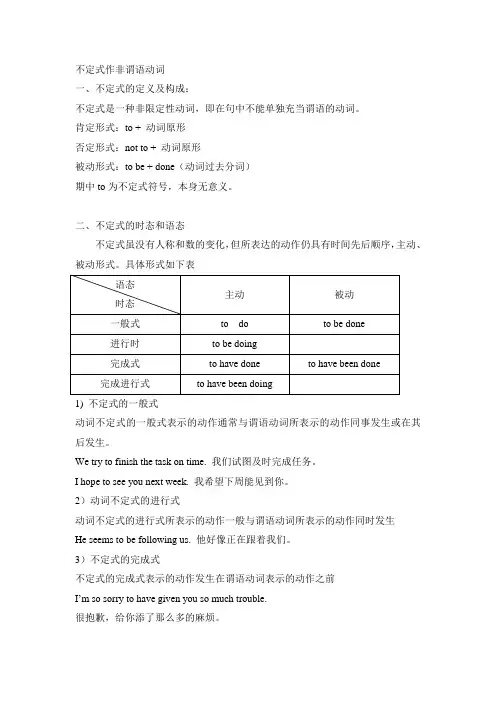 非谓语动词---不定式的用法