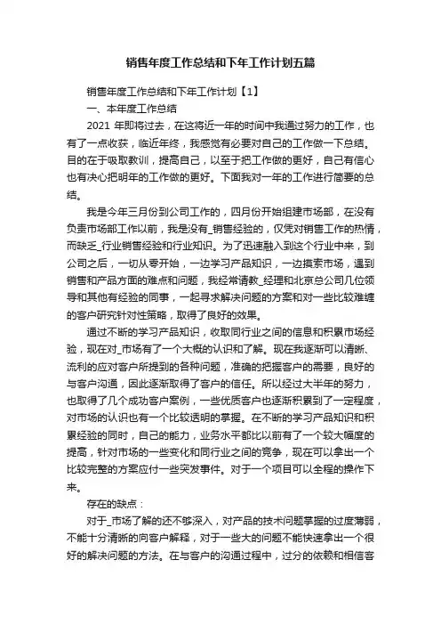 销售年度工作总结和下年工作计划五篇