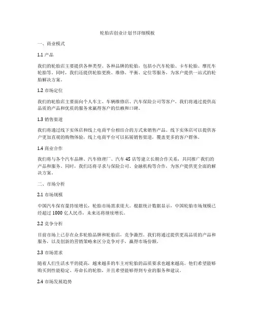轮胎店创业计划书详细模板