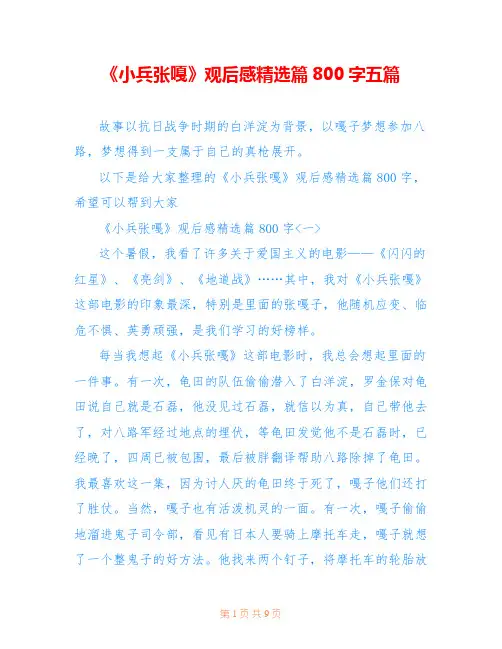 《小兵张嘎》观后感精选篇800字五篇