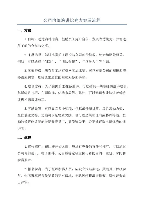 公司内部演讲比赛方案及流程