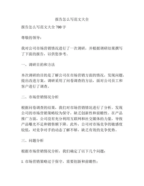 报告怎么写范文大全
