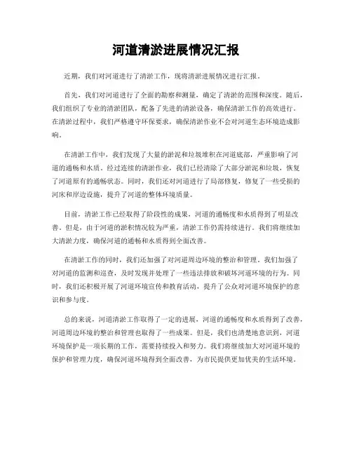 河道清淤进展情况汇报