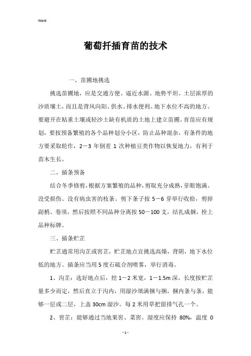 葡萄扦插育苗的技术 