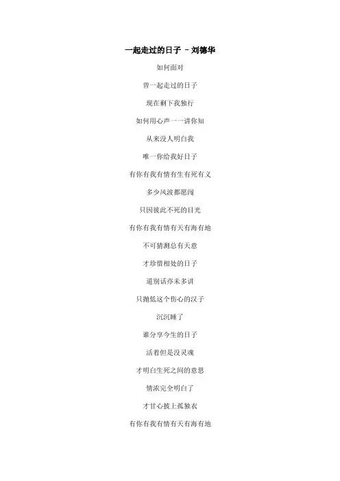 一起走过的日子文本歌词