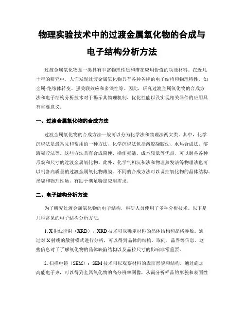 物理实验技术中的过渡金属氧化物的合成与电子结构分析方法