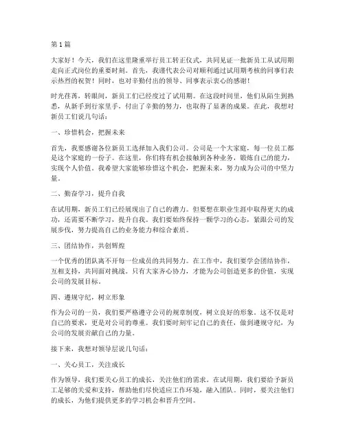 员工转正领导总结发言稿(3篇)