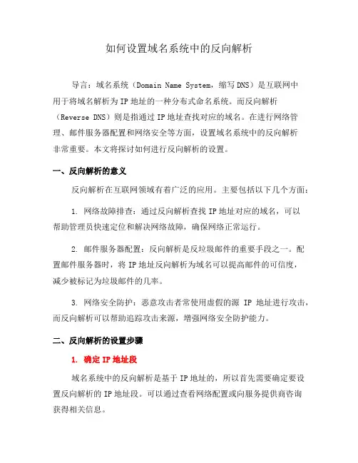 如何设置域名系统中的反向解析(四)