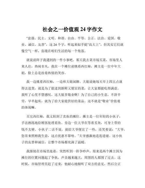 社会之一价值观24字作文